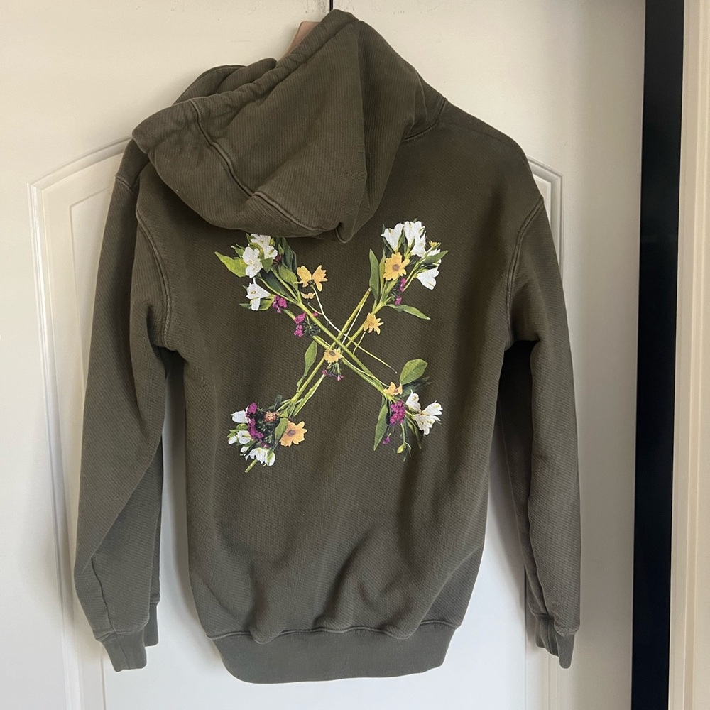 Off White Green Floral Hoodie Woman’s Small MSRP: $595